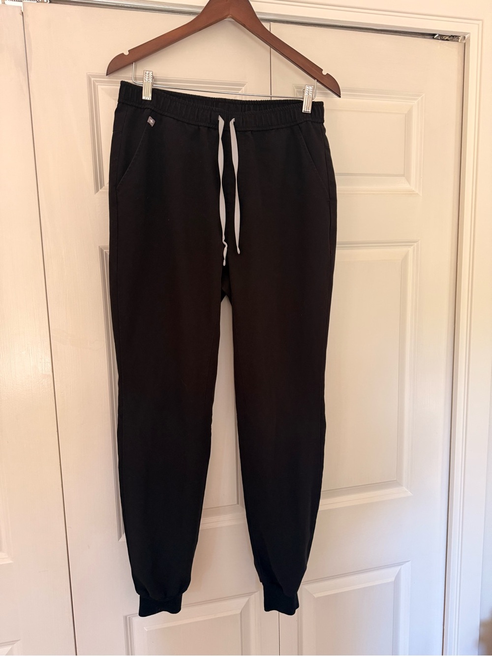 Figs Men's Black Joggers with White Drawstring